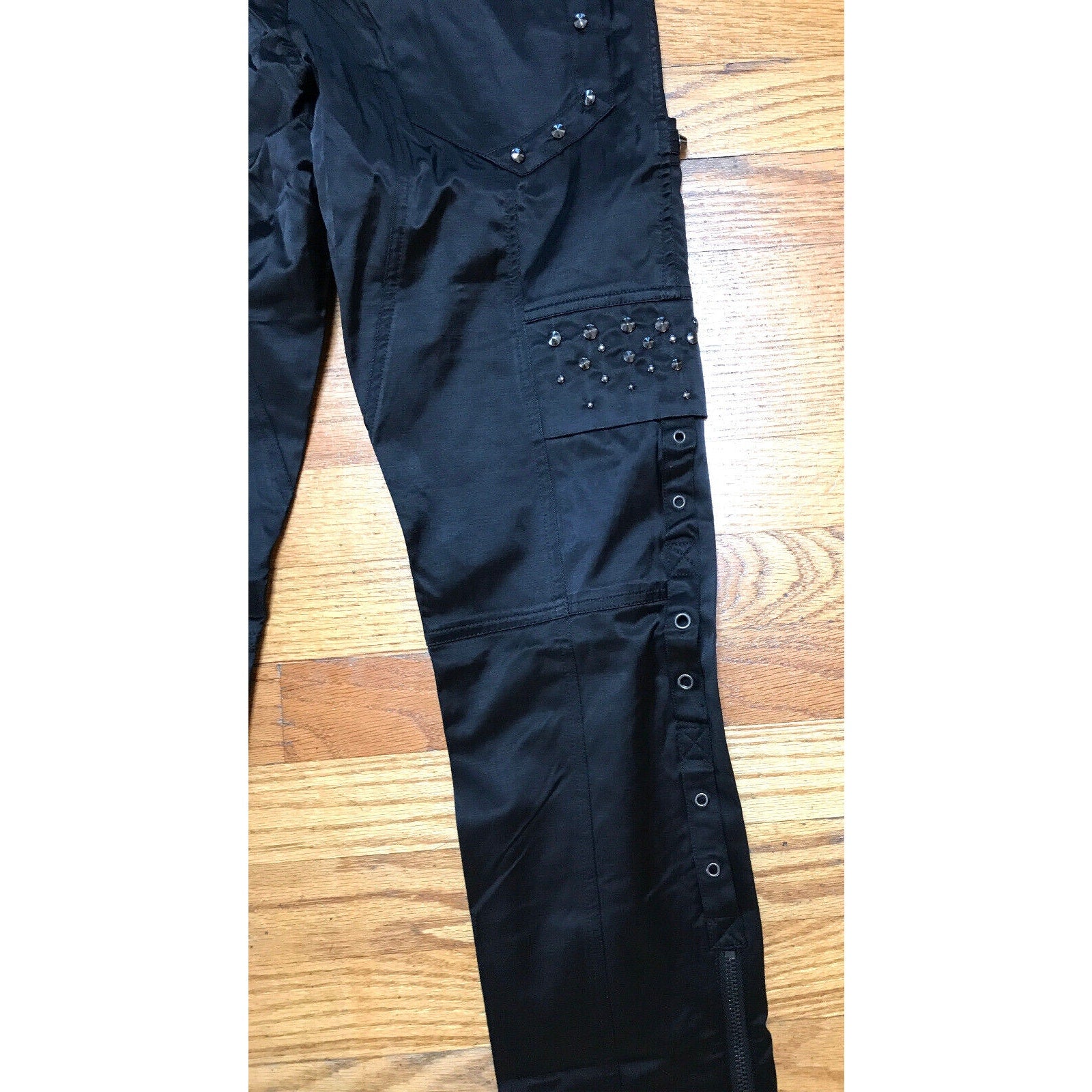 Punk Rave Black Studded Gothic Steampunk Metal Cosplay Visual Kei Pants XL