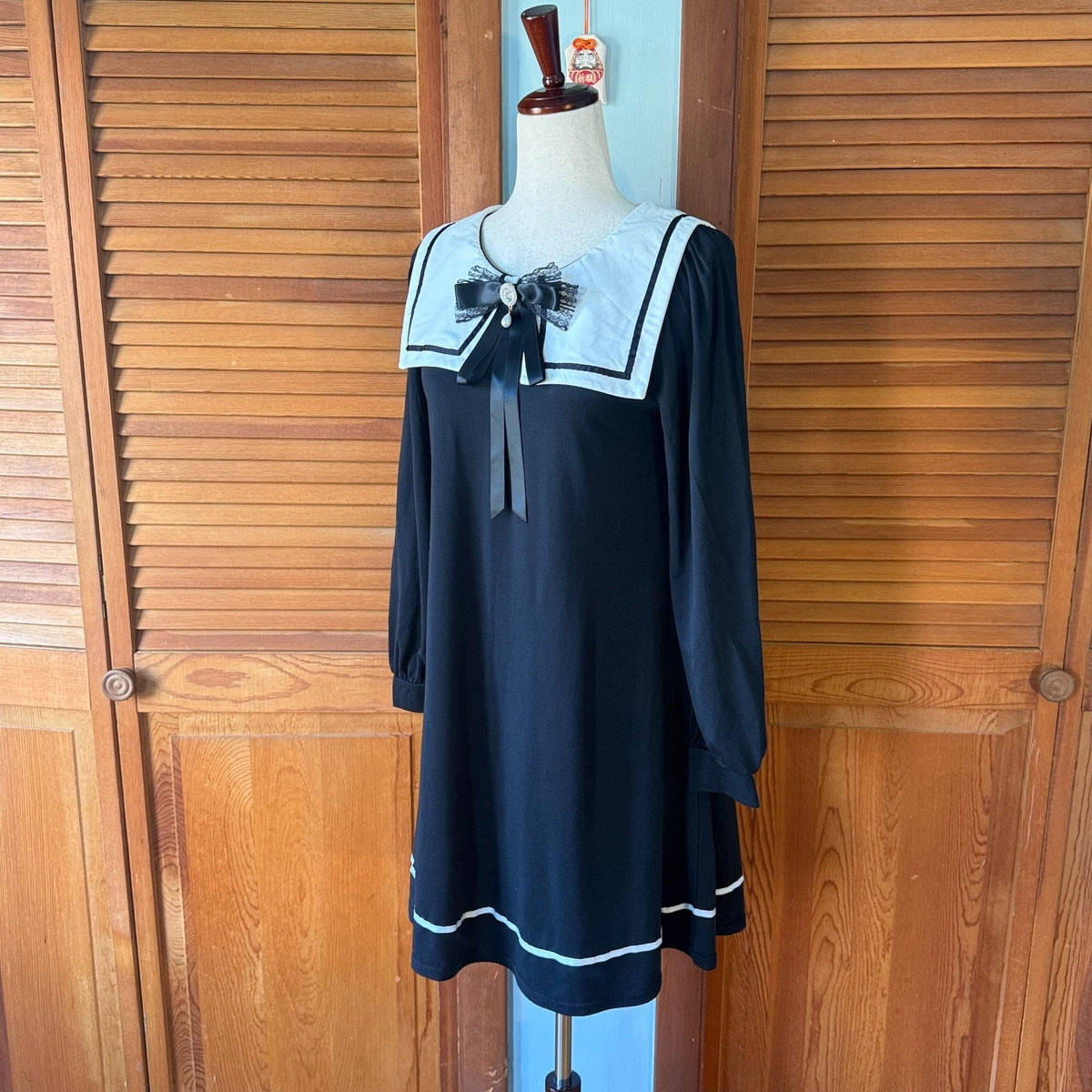 J-fashion Ank Rouge Gyaru Kawaii Dollcore Cutecore Black Sailor Collar Dress M