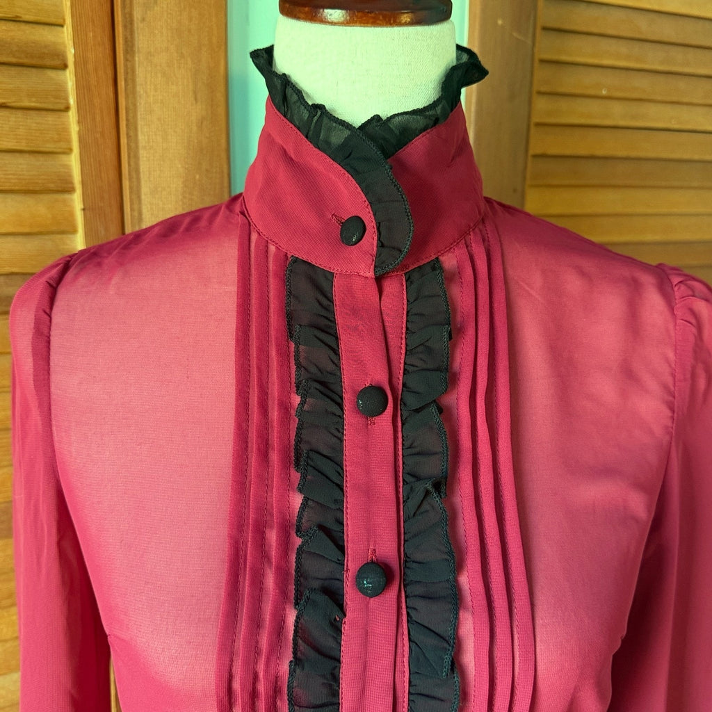 Jawbreaker Gothic Victorian Vampire Aristocrat High Neck Blouse Top XS-S