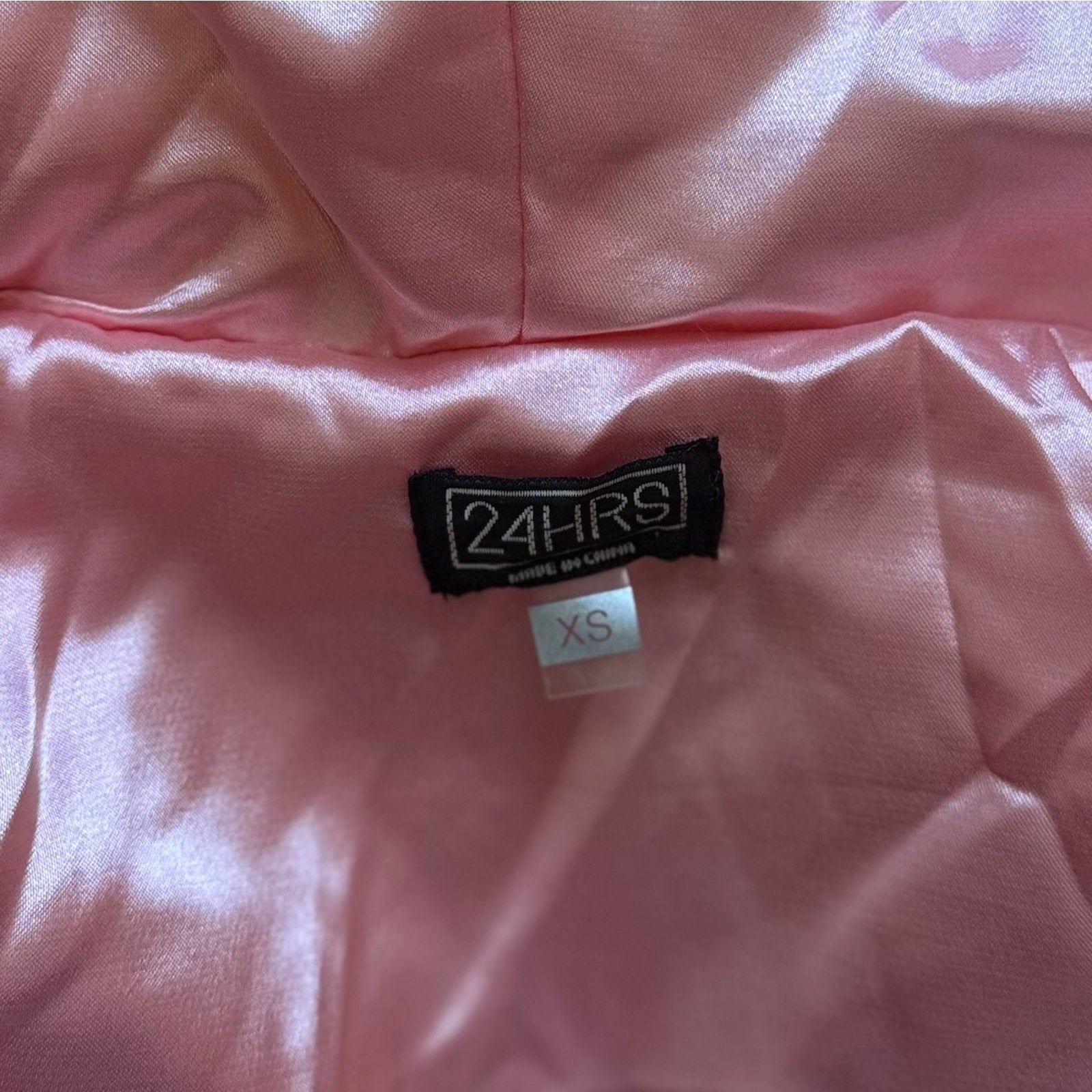 Vintage Lip Service 24 Hours Cyber Goth Punk Y2K Pink White Faux Fur Jacket XS