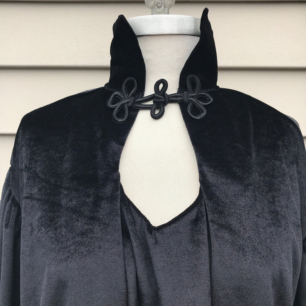 Phaze UK Gothic Victorian High Neck Unisex Velvet Shirt Top One Size