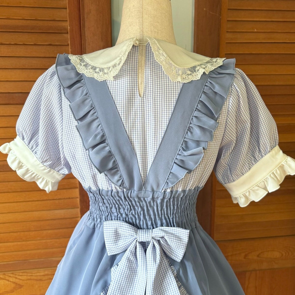 Liz Lisa J-Fashion Jirai Gyaru Dollcore Himekaji Blue Gingham Apron JSK Dress S