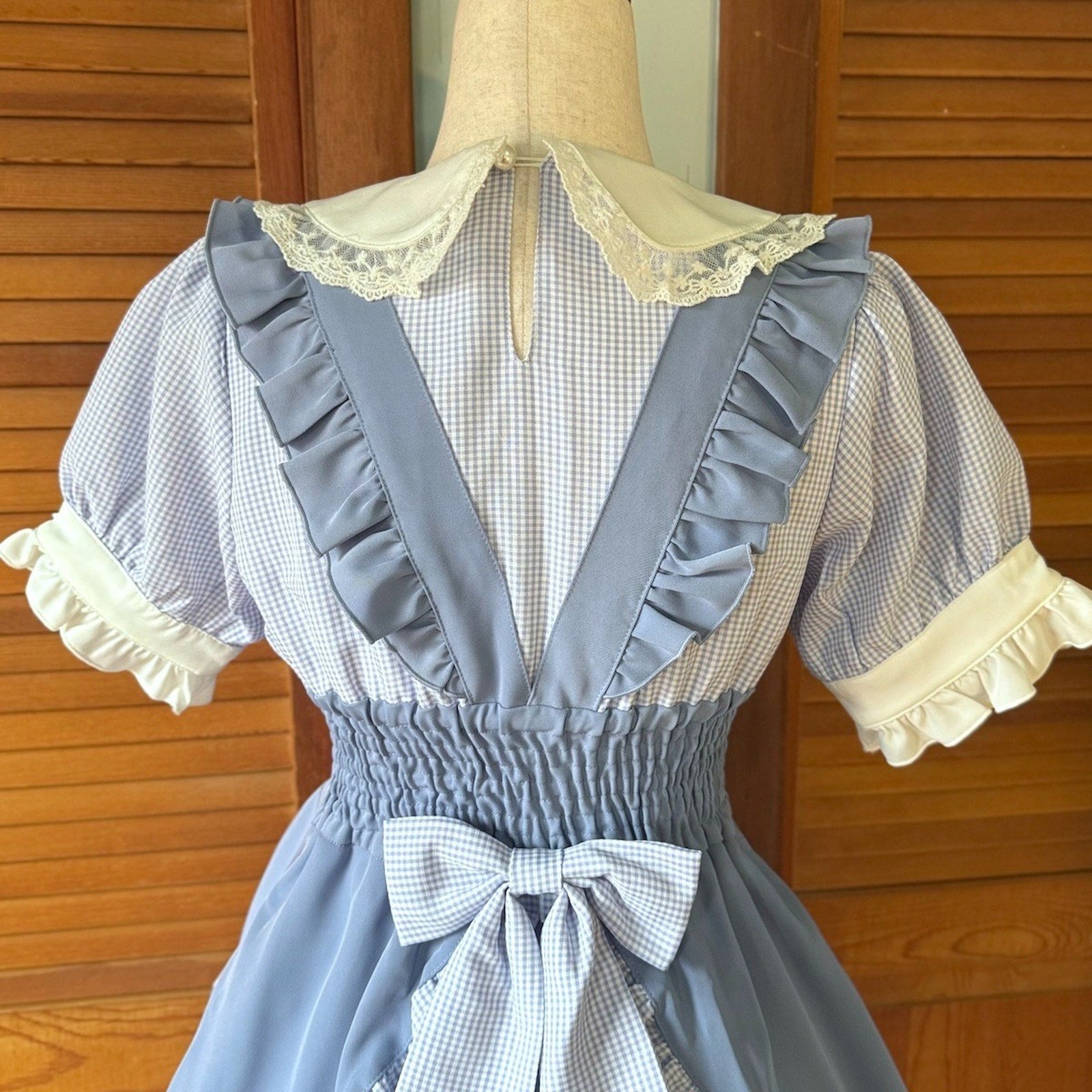 Liz Lisa J-Fashion Jirai Gyaru Dollcore Himekaji Blue Gingham Apron JSK Dress S