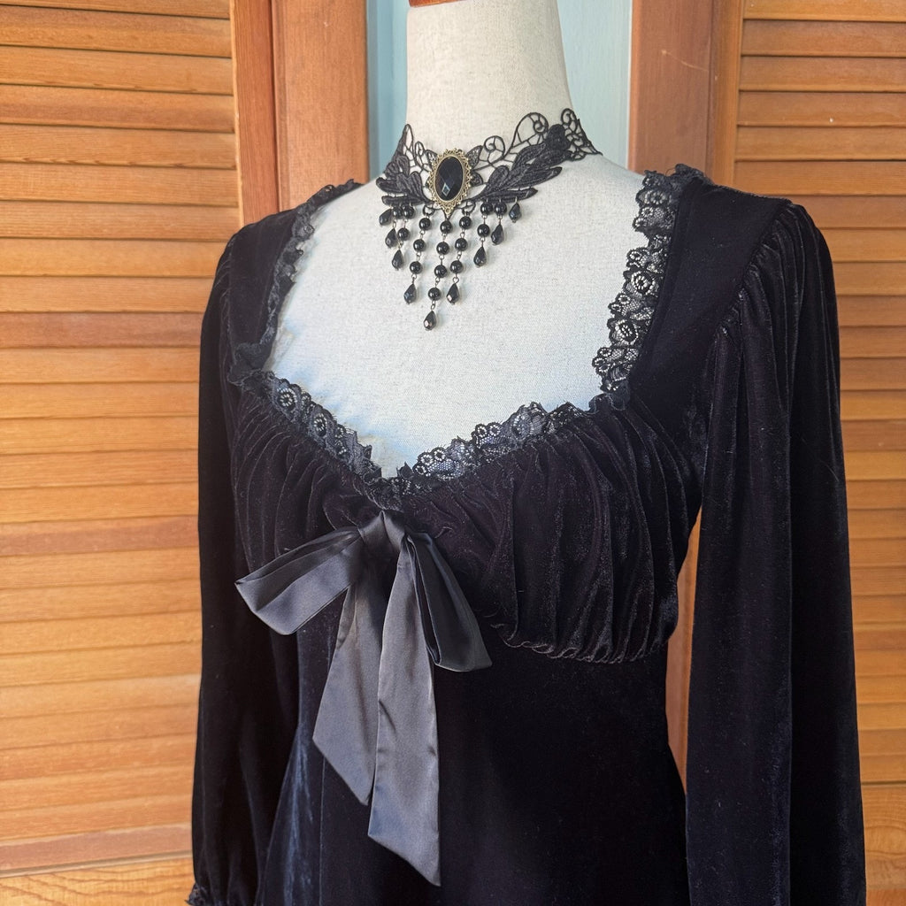 Killstar Gothic Victorian Witchcore EGL Dark Dollcore Black Velvet Dress S