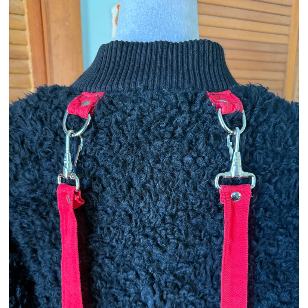 Vintage Lip Service Punk Goth Y2K Black Faux Fur Bondage Bomber Jacket L