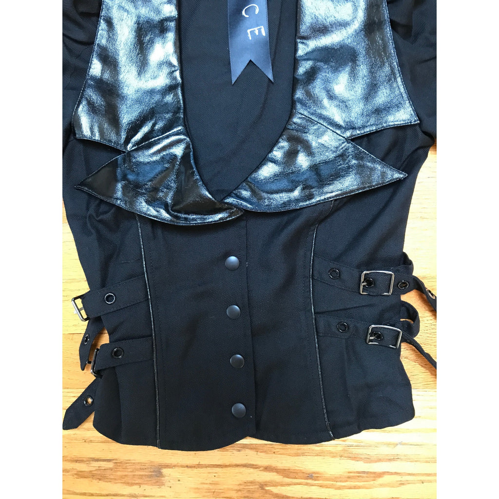 Lip Service Schoolgirl Gothic Lolita Cosplay Punk Retro Black Buckle Jacket XS