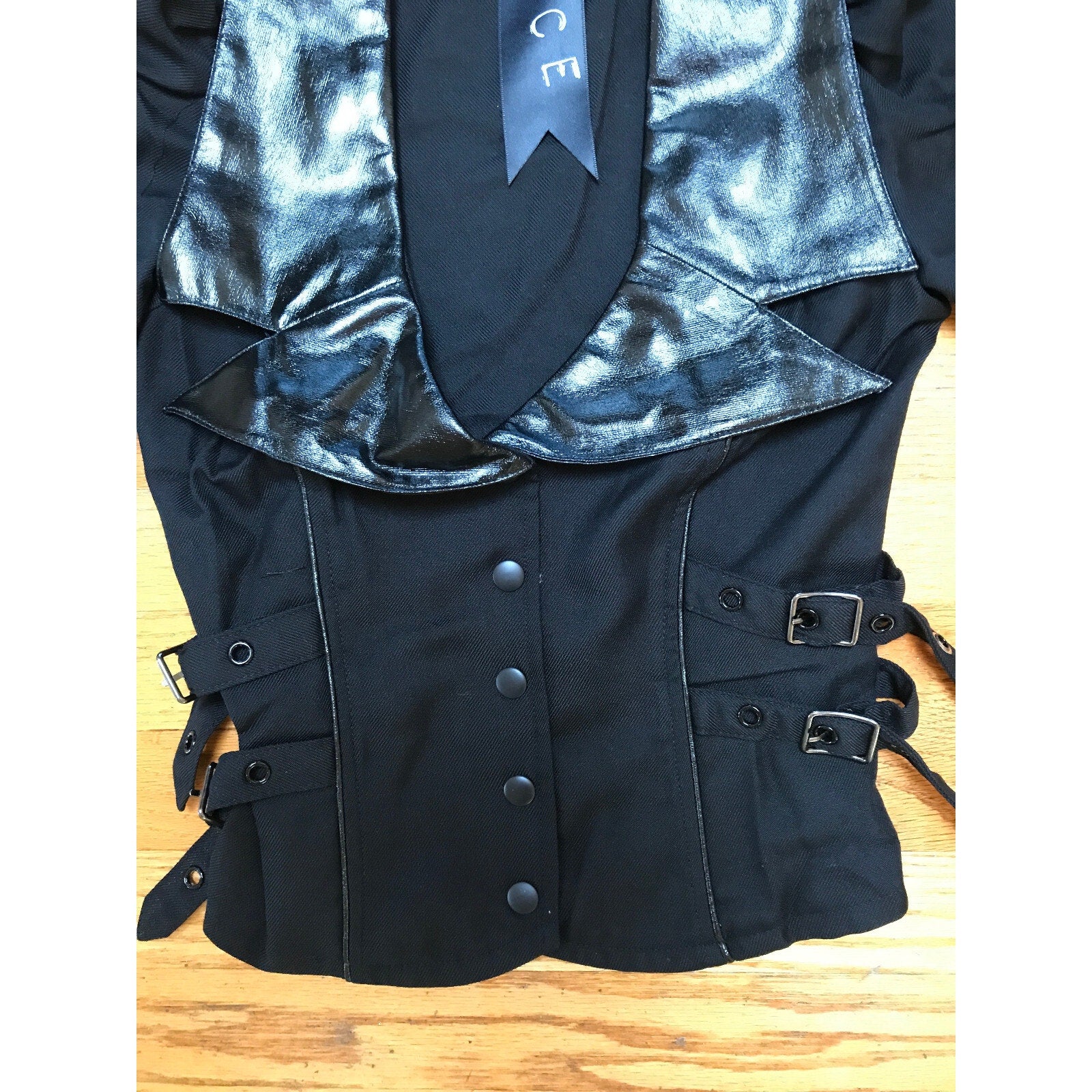 Lip Service Schoolgirl Gothic Lolita Cosplay Punk Retro Black Buckle Jacket XS