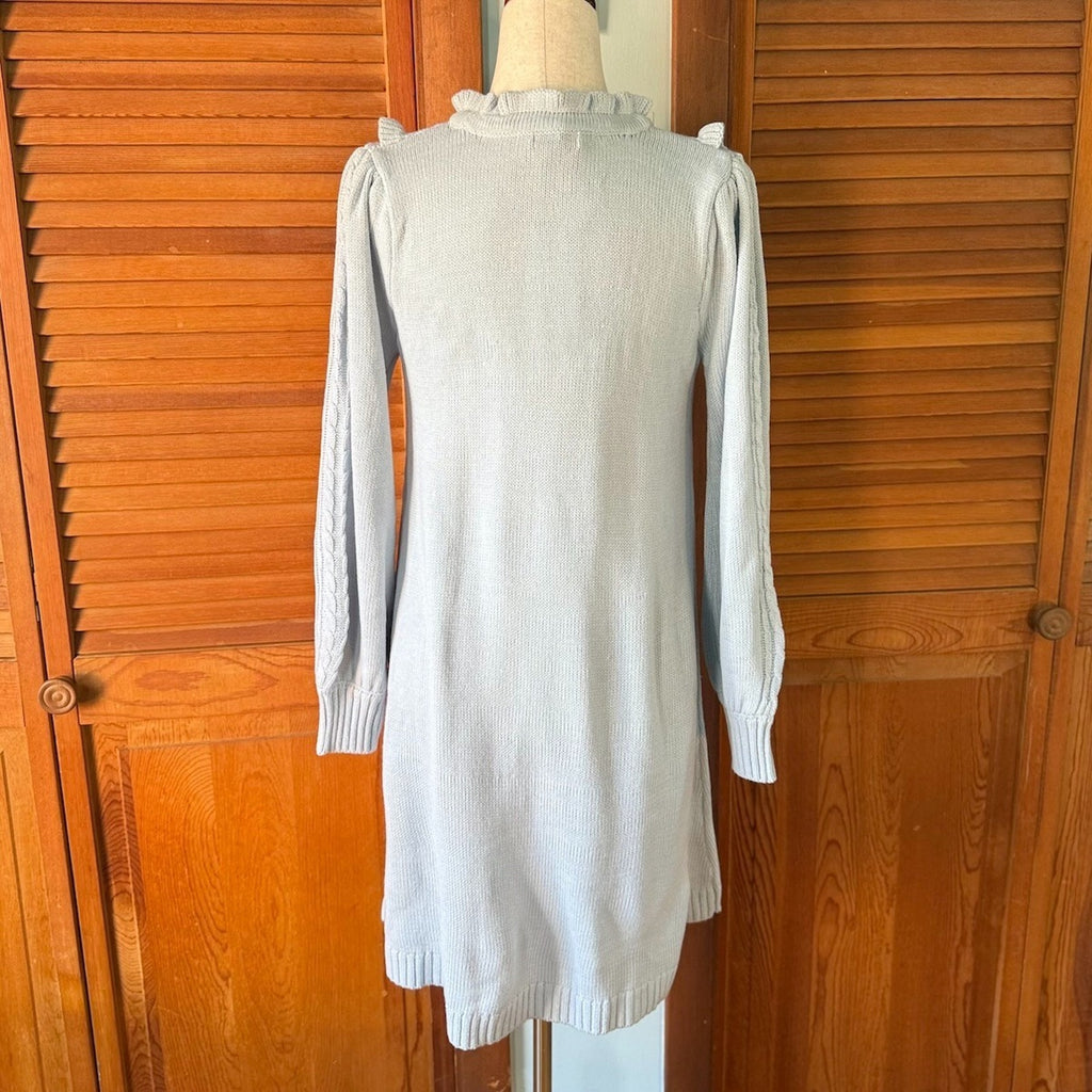 J-fashion Axes Femme Gyaru Kawaii Cottage Light Blue Sweater Dress w/ Bow M