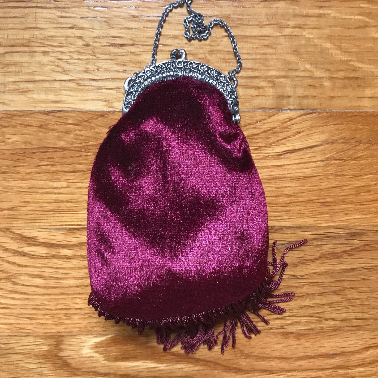 Gothic Victorian Vampire Burgundy Velvet White Lace Roses Lilies Tiny Coin Bag