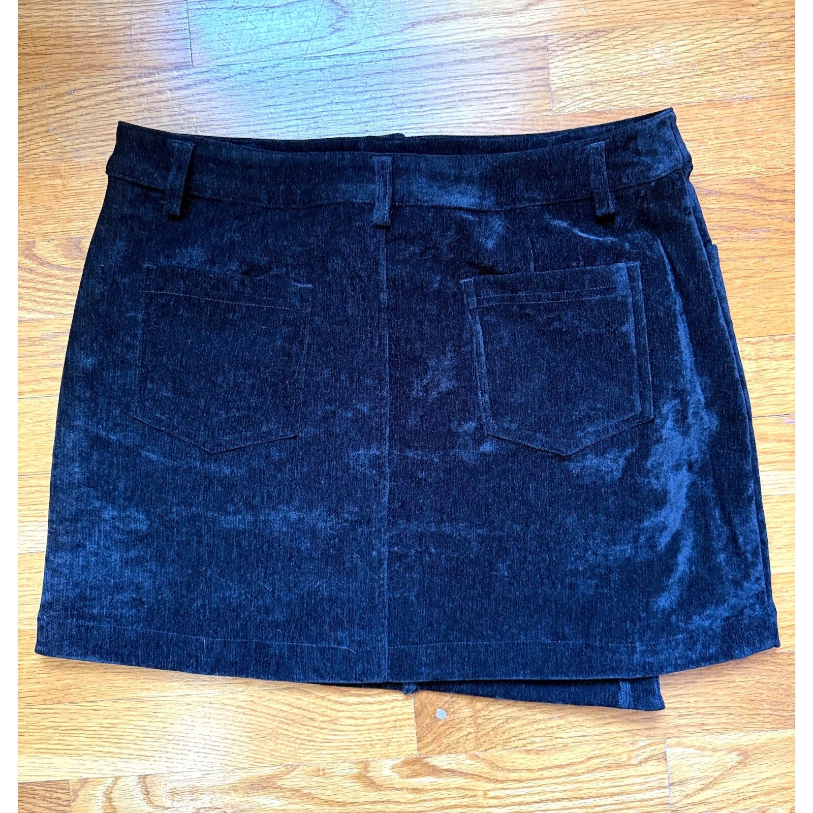 Punk Rave Goth Vkei Y2K Velveteen Metal O-rings Mini Skirt L
