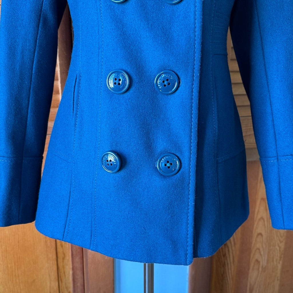 Miss Sixty J-fashion Dollcore Gyaru Himekaji Teal Wool Blend Pea Coat Jacket S