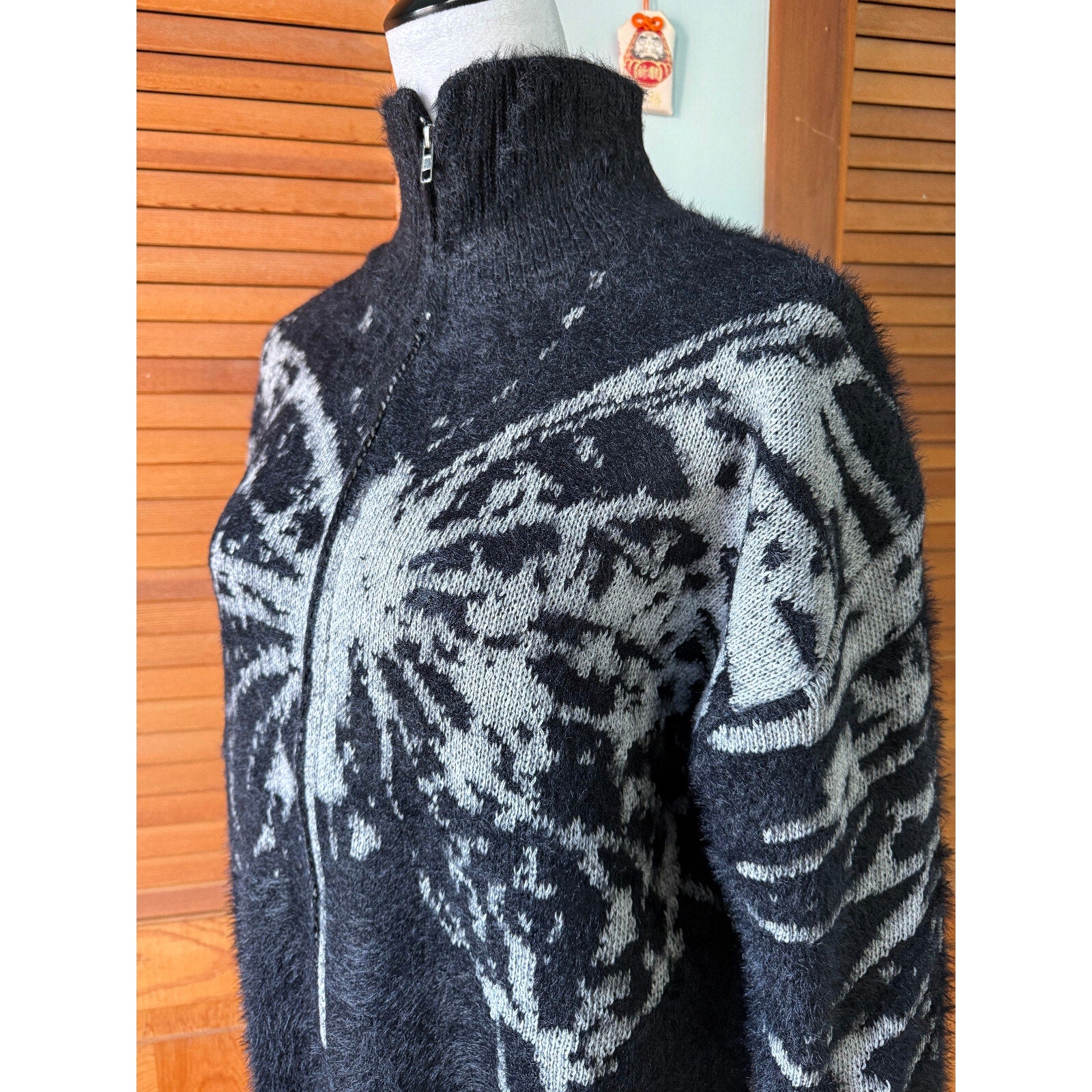Garden Goth Punk EGL Horror Black & White Night Butterfly Sweater S-M