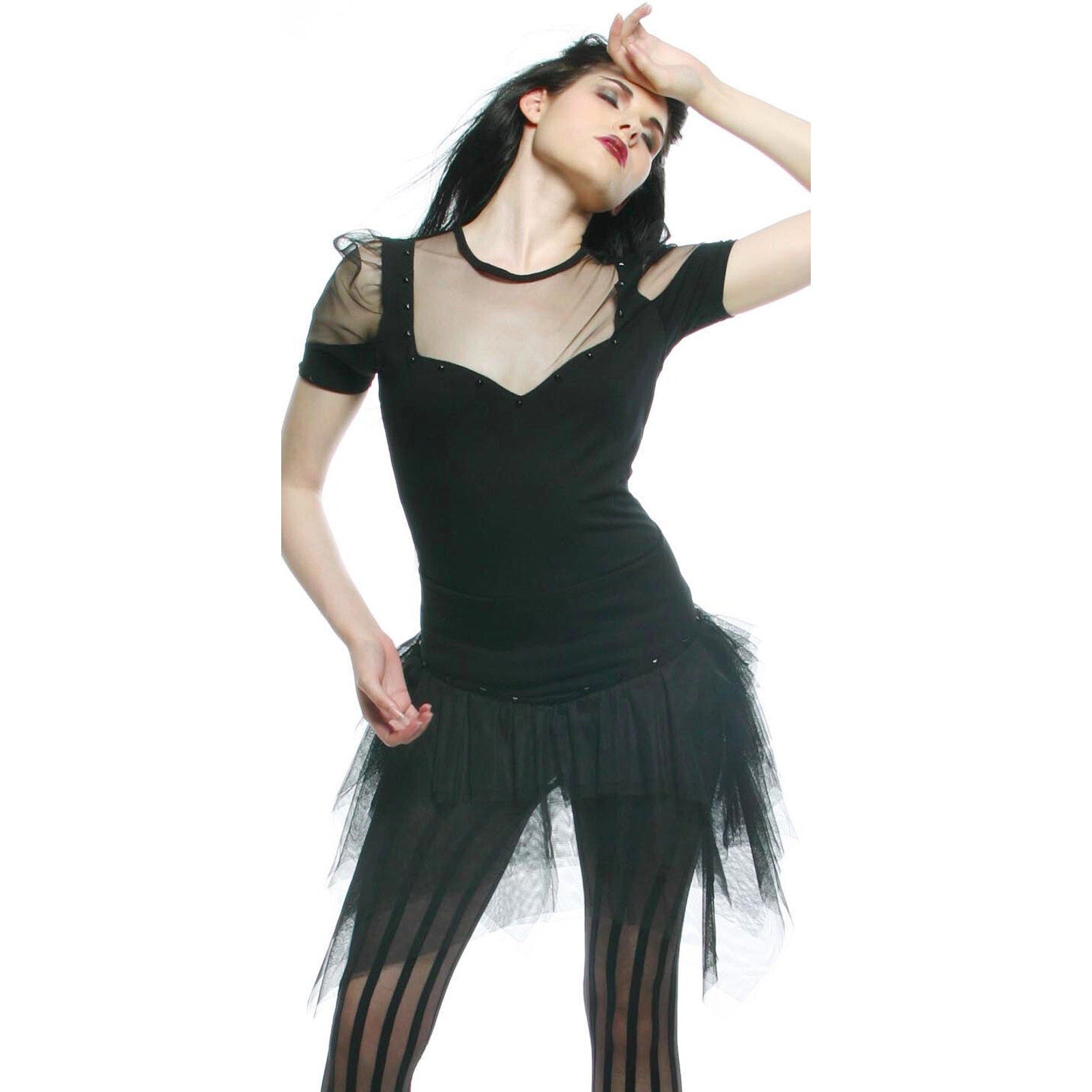 Vintage Lip Service Black n Blue Ballerina Plie Party Gothic Lolita Punk Black Skirt L