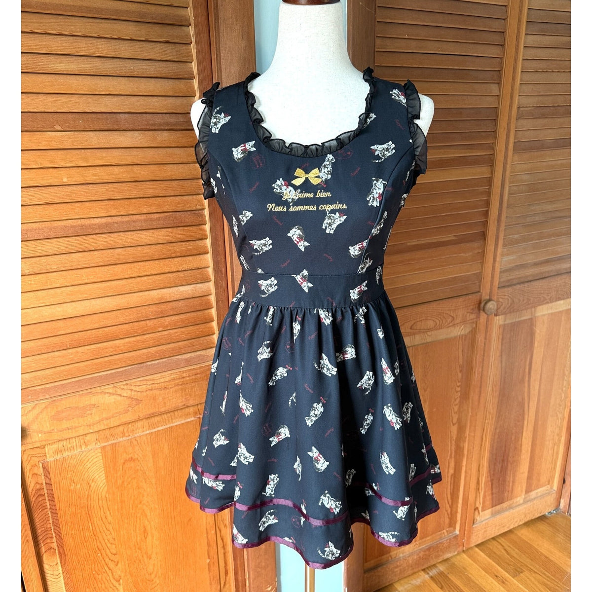 Ank Rouge J-fashion Kawaii Jirai Gyaru Himekaji Black Gray Cat Princess Dress M