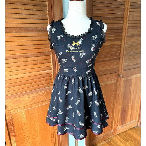 Ank Rouge J-fashion Kawaii Jirai Gyaru Himekaji Black Gray Cat Princess Dress M