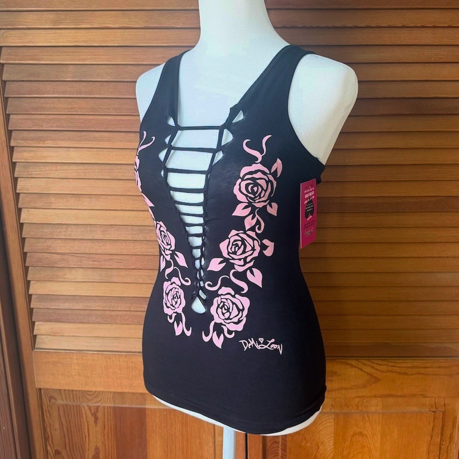 Demi Loon Punk Goth Emo Grunge "Desert Rose" Slashed Cutout Festival Tank