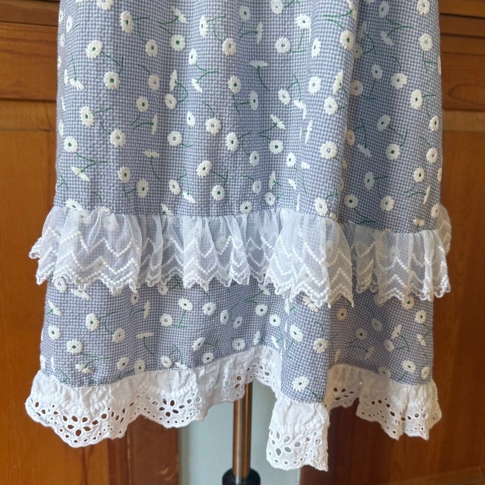 J-fashion Kawaii Lolita Cottagecore Blue White Daisy Bow Dolly Summer Dress S