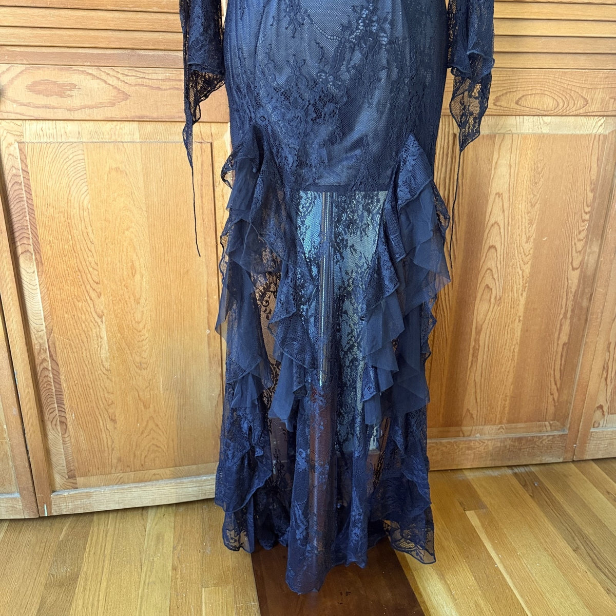Dark In Love Gothic Victorian Vkei Black Lace Swallowtail Mermaid Dress