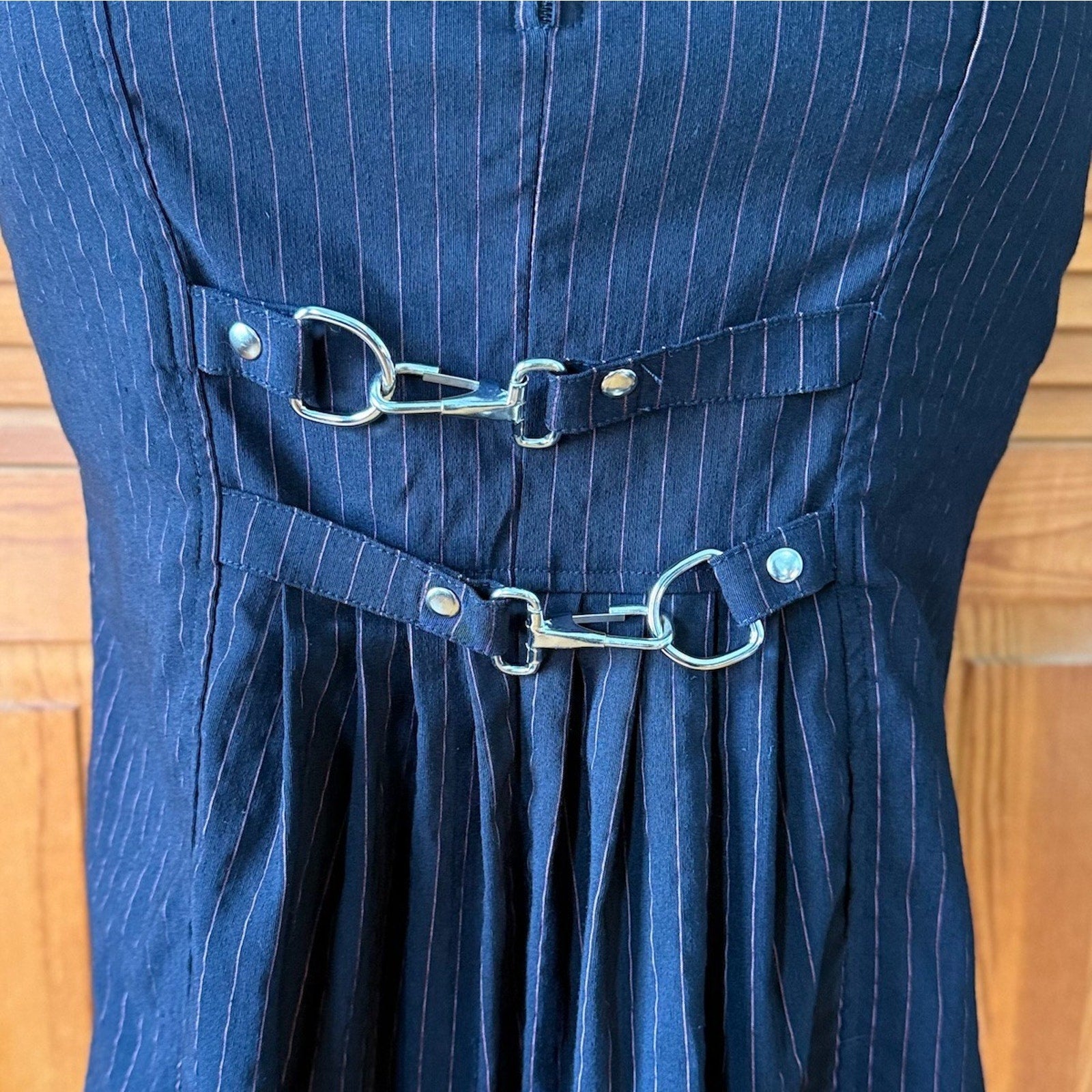 Vintage Lip Service Gangsta Pranksta Goth Punk Y2K Fishtail Striped Knee Skirt M