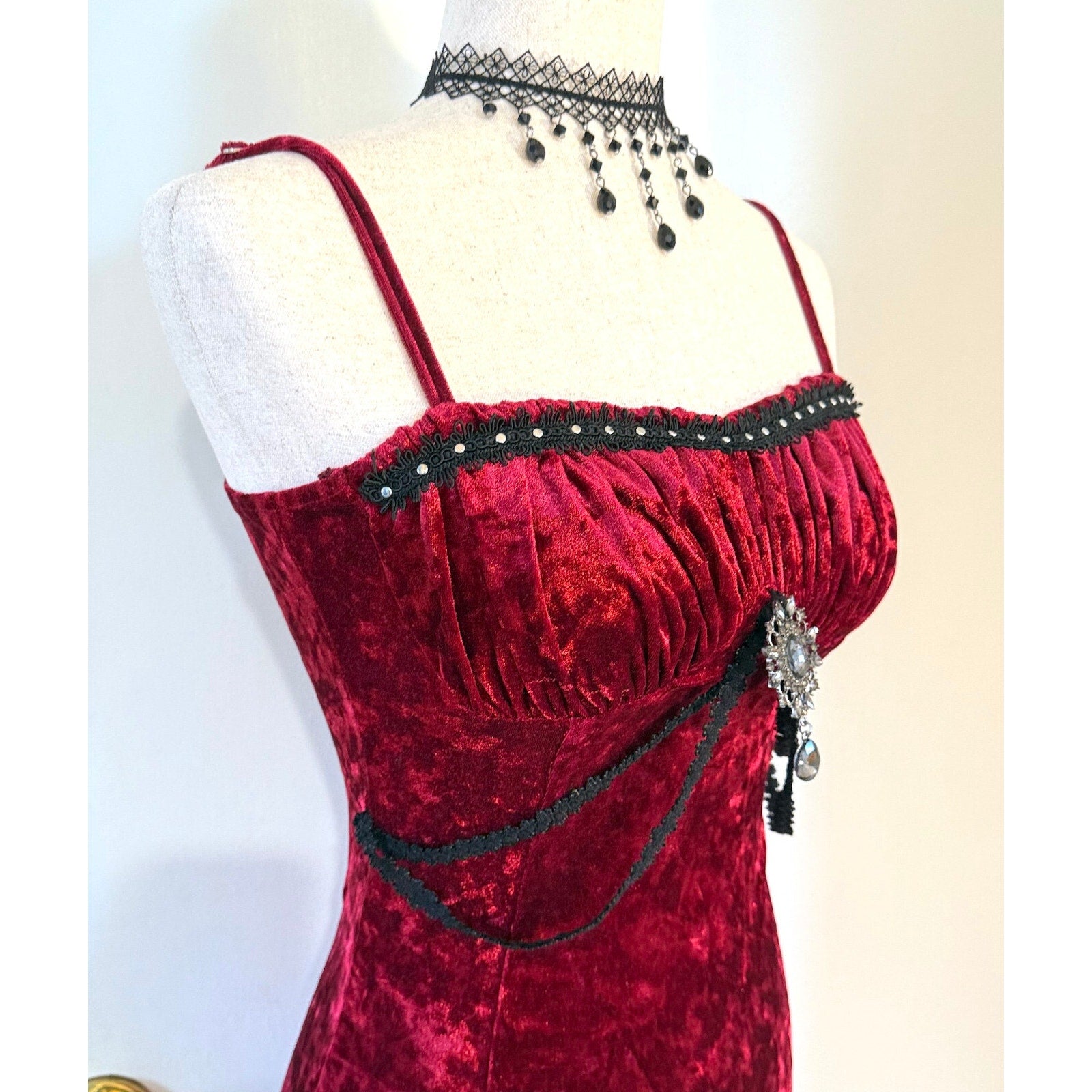 Gothic Victorian Vampire Bites & Roses Blood Red Velvet Dress