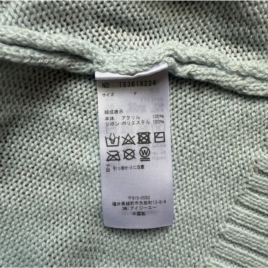 J-fashion Axes Femme Gyaru Kawaii Cottage Light Blue Sweater Dress w/ Bow M