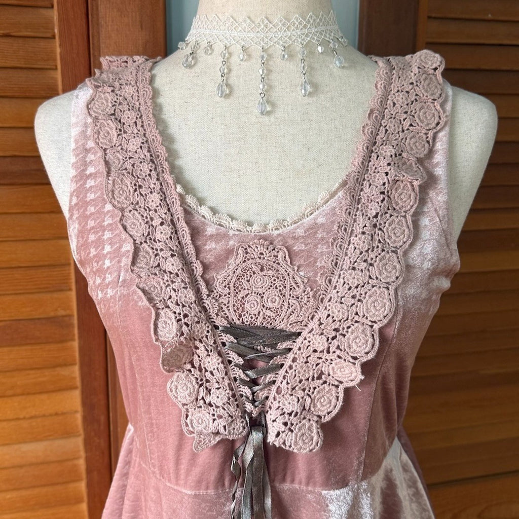 Axes Femme J-fashion Gyaru Jirai Kei Dollcore Pink Velvet Ruffle Dress S-M