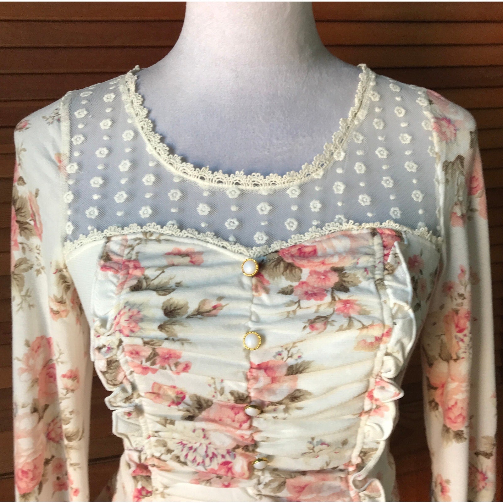 Liz Lisa Style Victorian Lolita Kawaii J-fashion White Pink Rose Peplum Top S