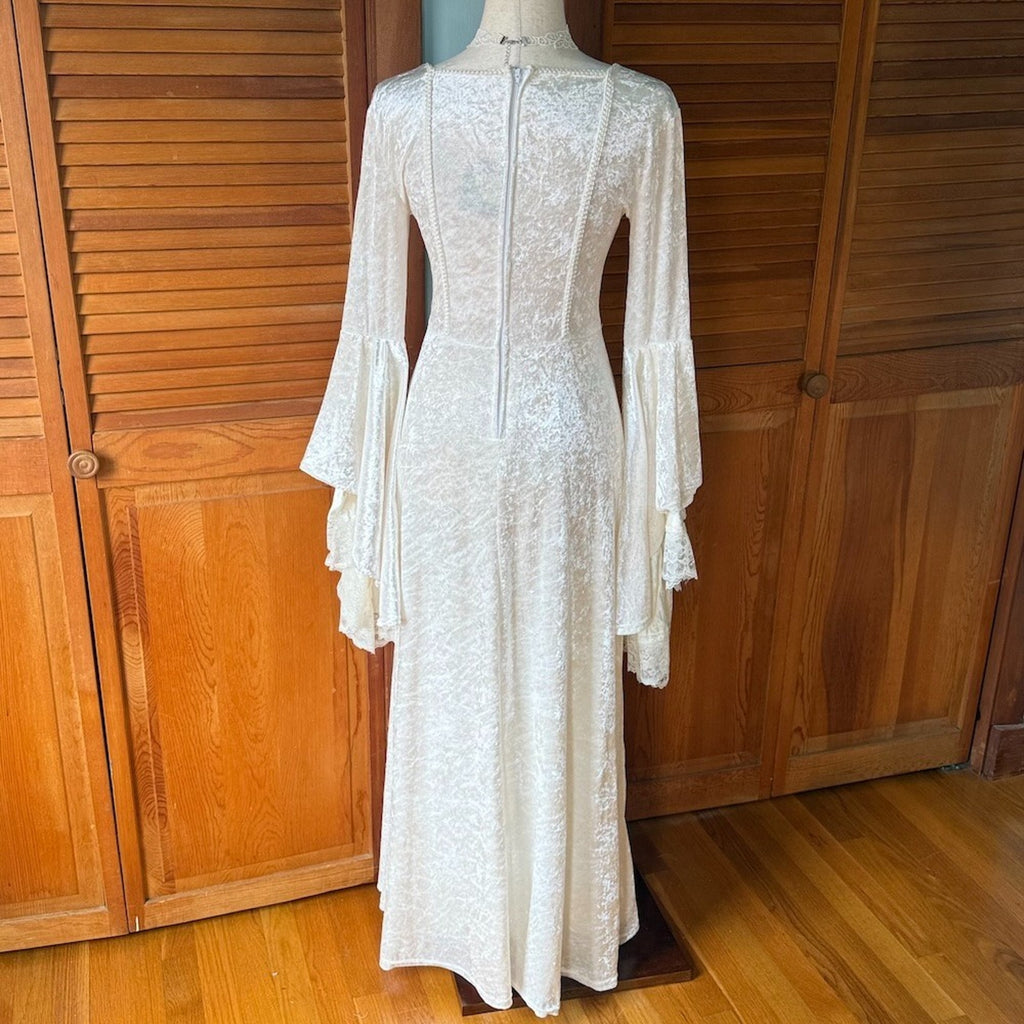 Vintage Lip Service Gothic Victorian Bride of Frankenstein White Velvet Dress S