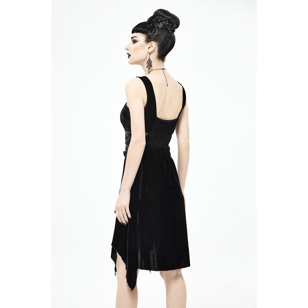 Devil Fashion Gothic Victorian Dark Fairy Beaded Lace-Up Sides Mini Dress