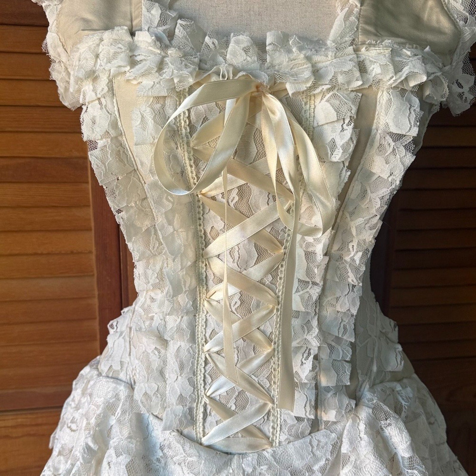 Burleska Gothic Victorian Renaissance Cream Taffeta Lace Corset Dress