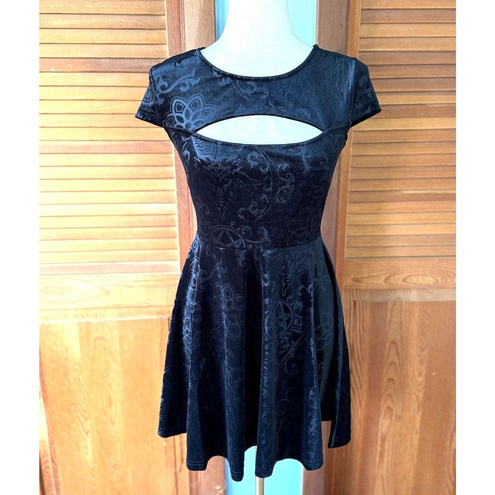 Killstar Gothic Lolita Punk Witch Halloween Black Velvet Blasphemia Dress XS