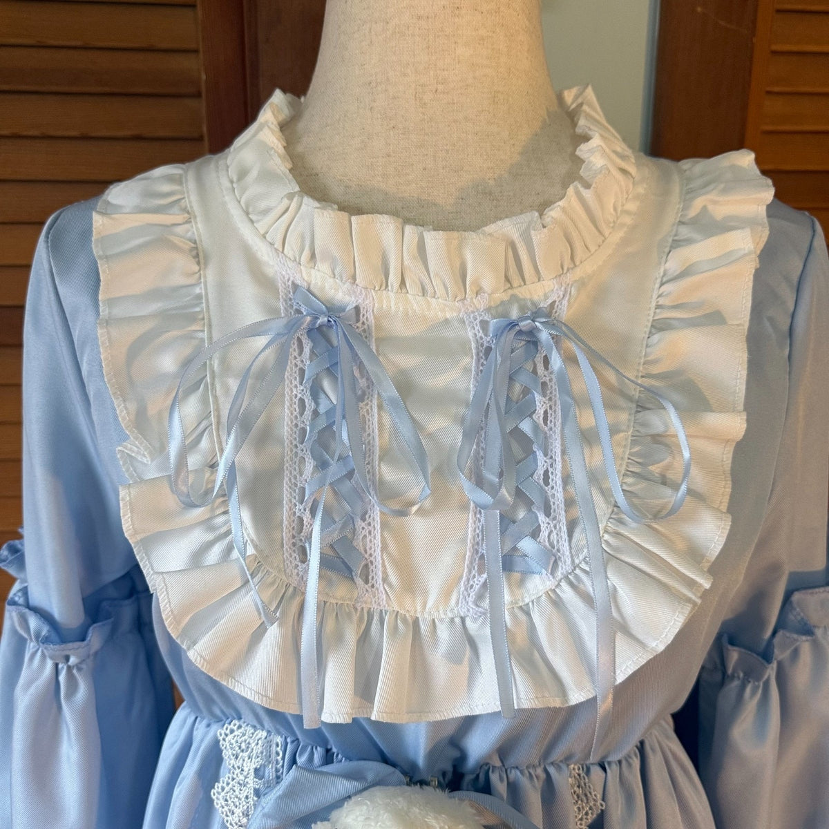 Dollcore EGL Lolita Blue White Bear Plushie Alice in Wonderland Costume + Petti