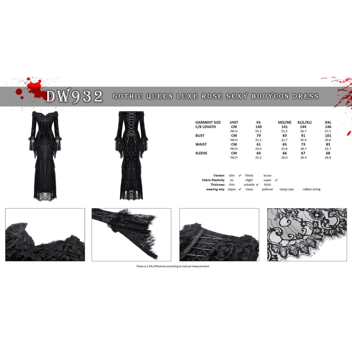 Dark in Love Gothic Victorian Vampire Rose Luxe Black Velvet & Lace Gown