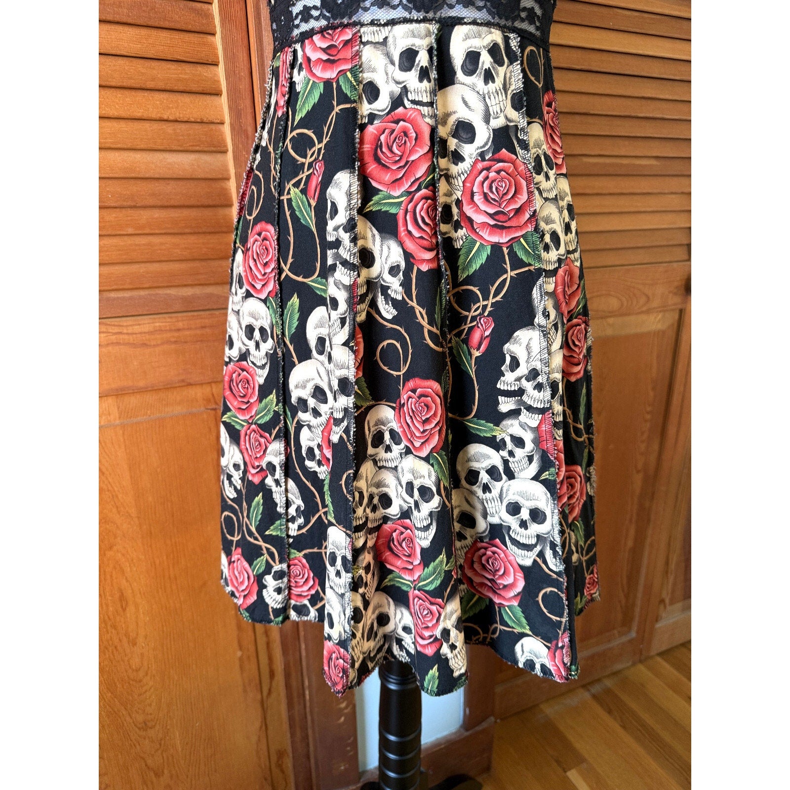 Vintage Shrine of Hollywood To Thy Skull My Rose Black Goth Punk Y2K Dress XS-S