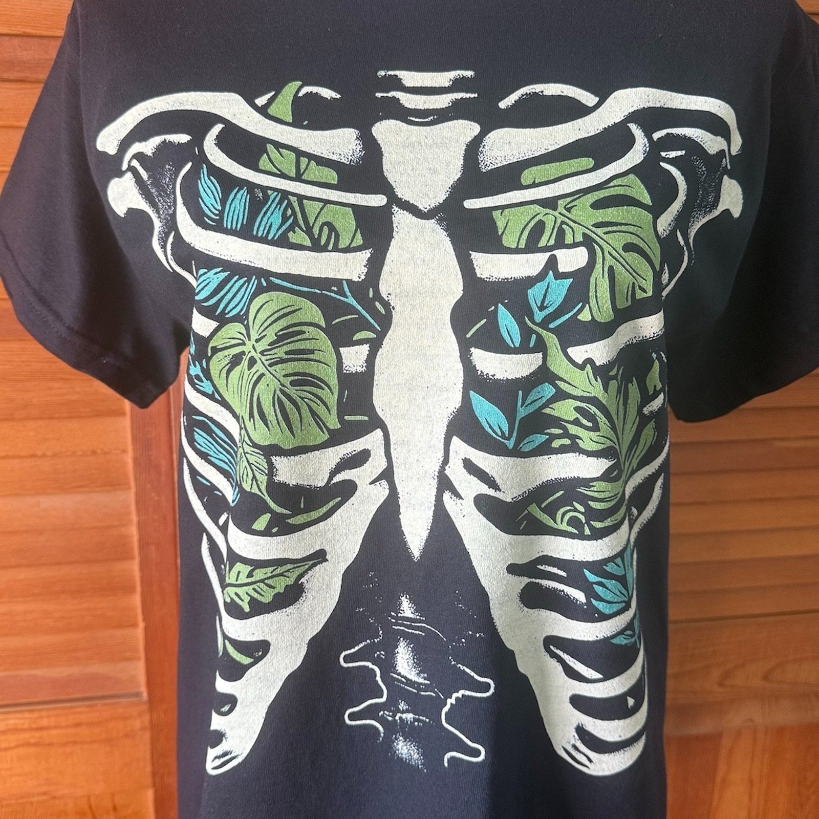 Garden Goth Plant Lover Punk Emo Alternative Black Green Skeleton Tee T-Shirt