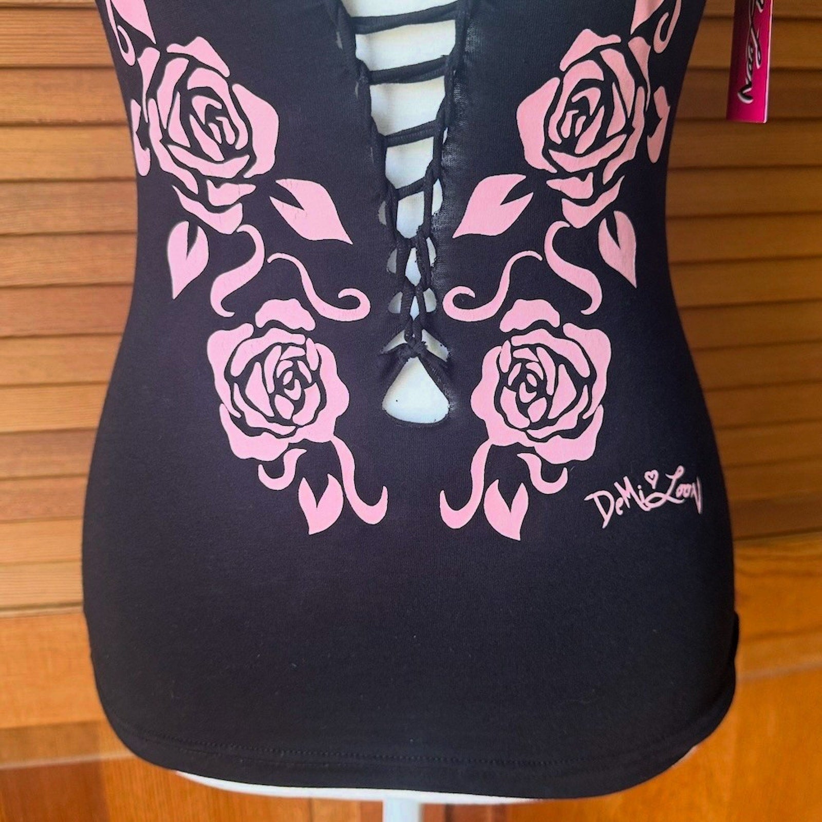 Demi Loon Punk Goth Emo Grunge "Desert Rose" Slashed Cutout Festival Tank