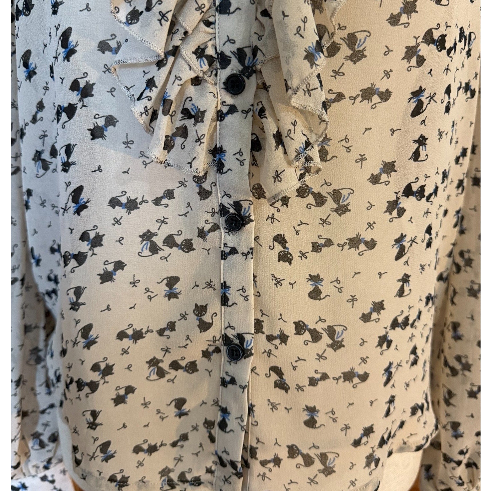 Ank Rouge J-fashion Lolita EGL Kawaii Jirai Hime Off-White Black Kitty Cat Top S