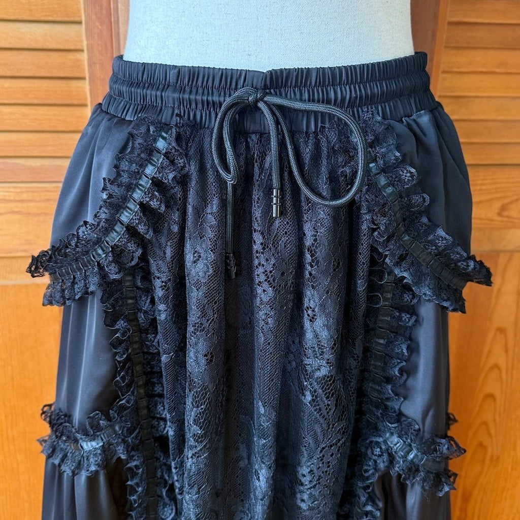 Dark in Love Gothic Victorian Vampire Vkei Black Lace & Ruffle Skirt M-XL