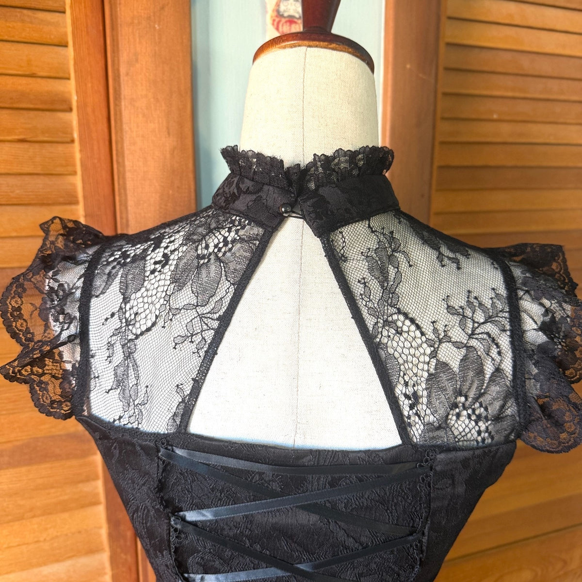 Dark In Love Gothic Victorian Dark Fairycore Baroque Lace Jabot Bustier Top