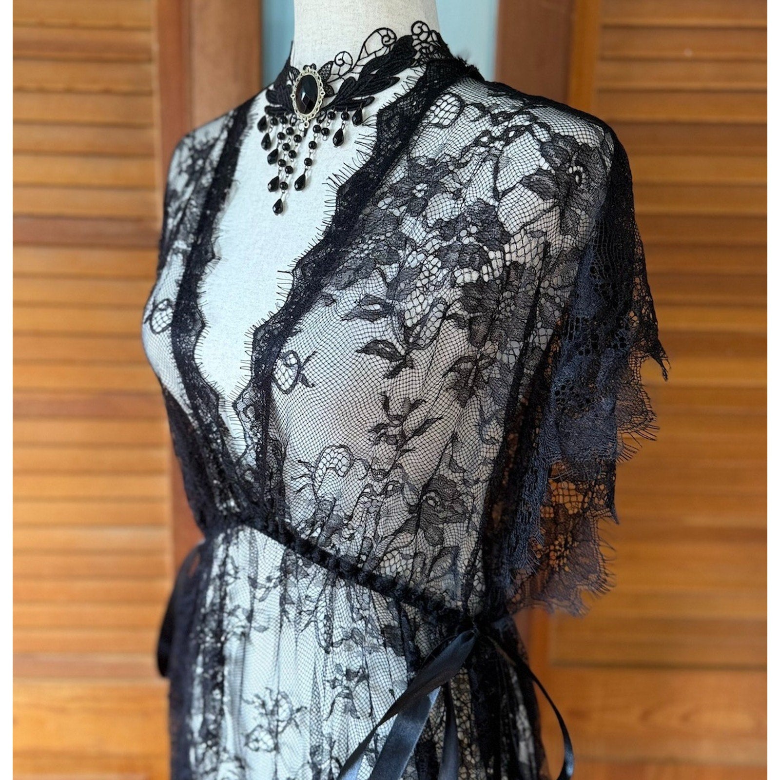 Gothic Victorian Coquette Balletcore Black Lace Overdress Dress Cover S-XXL