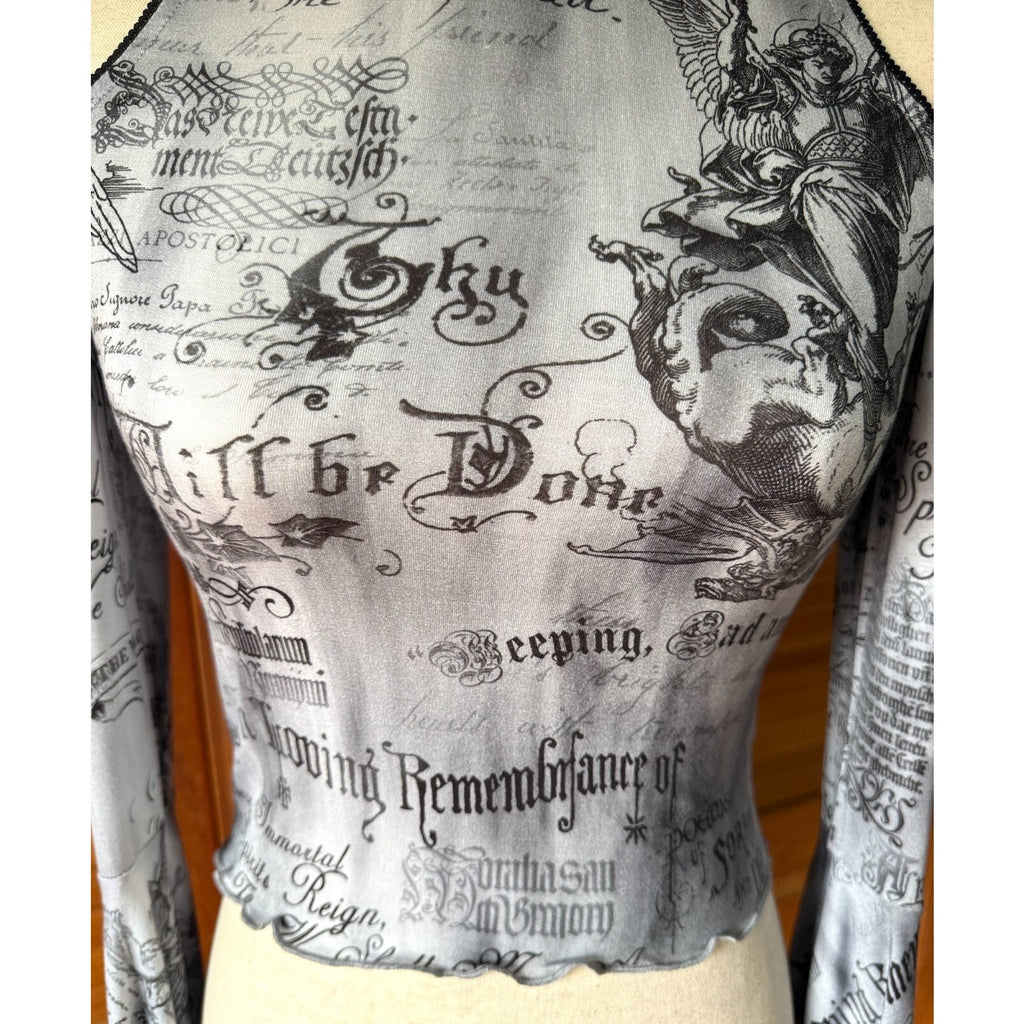 Dolls Kill In Loving Remembrance Gothic Victorian Punk Angel Cropped Top XS-M