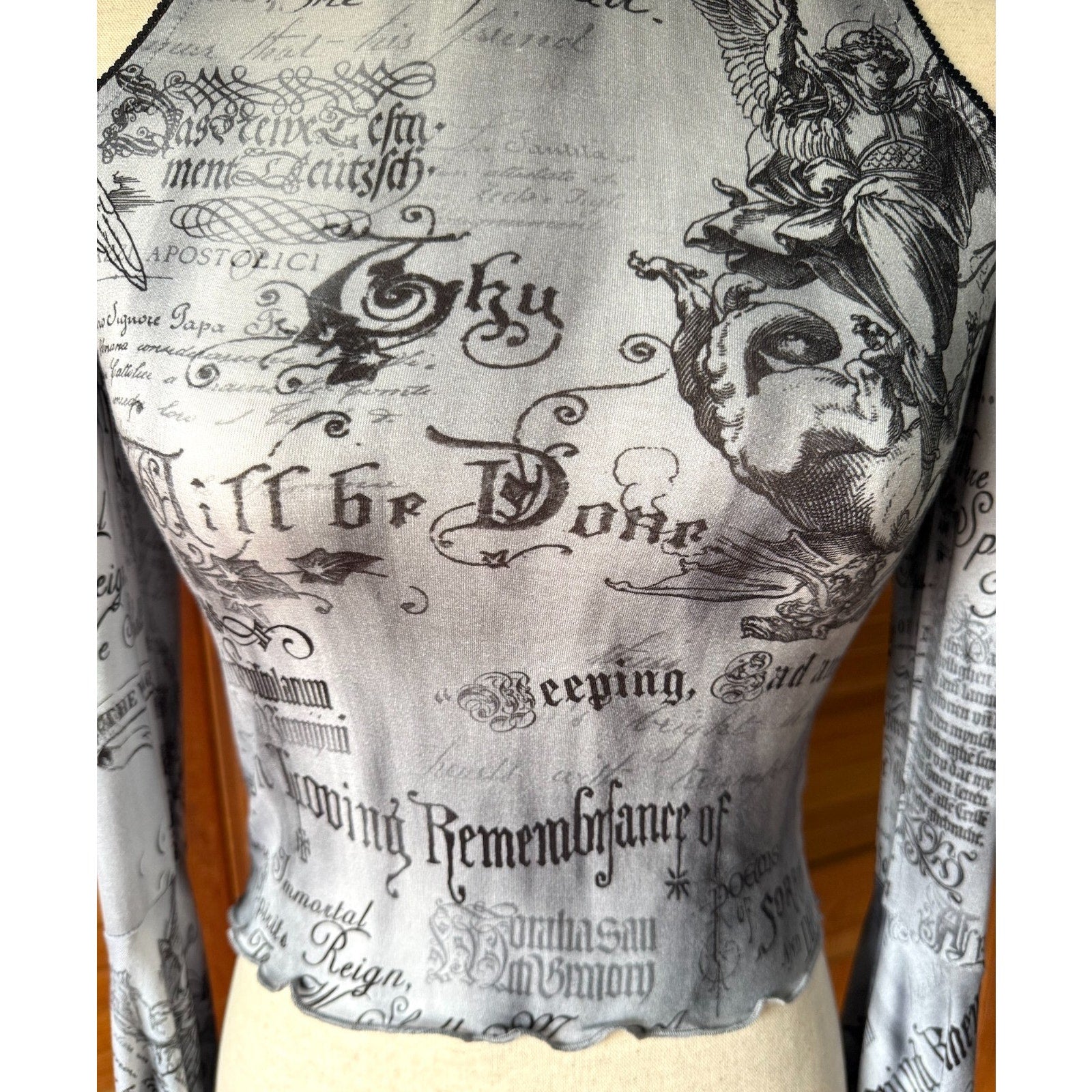 Dolls Kill In Loving Remembrance Gothic Victorian Punk Angel Cropped Top XS-M