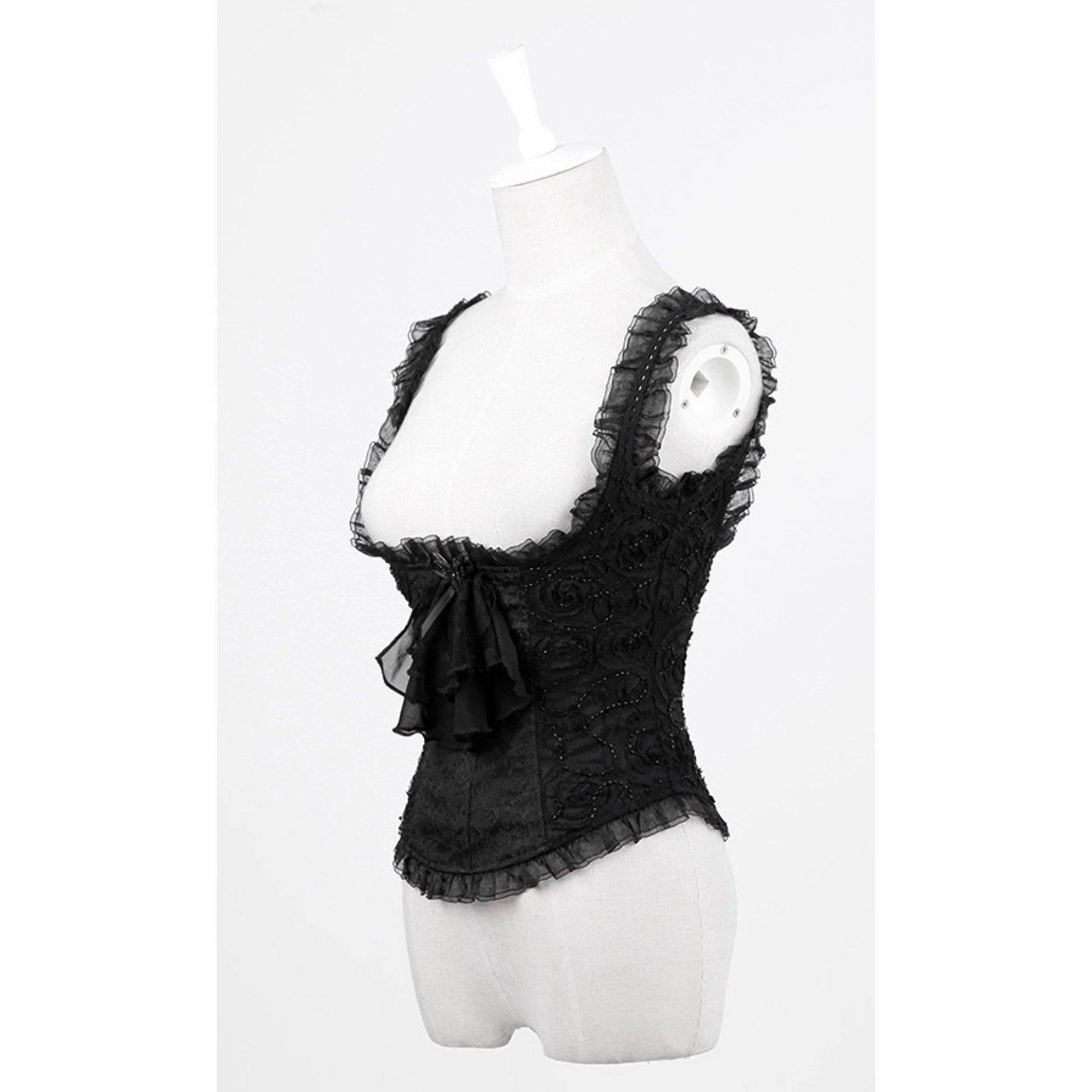 Gothic Lolita Victorian Aristocrat Black Beaded Underbust Bodice Top XXL
