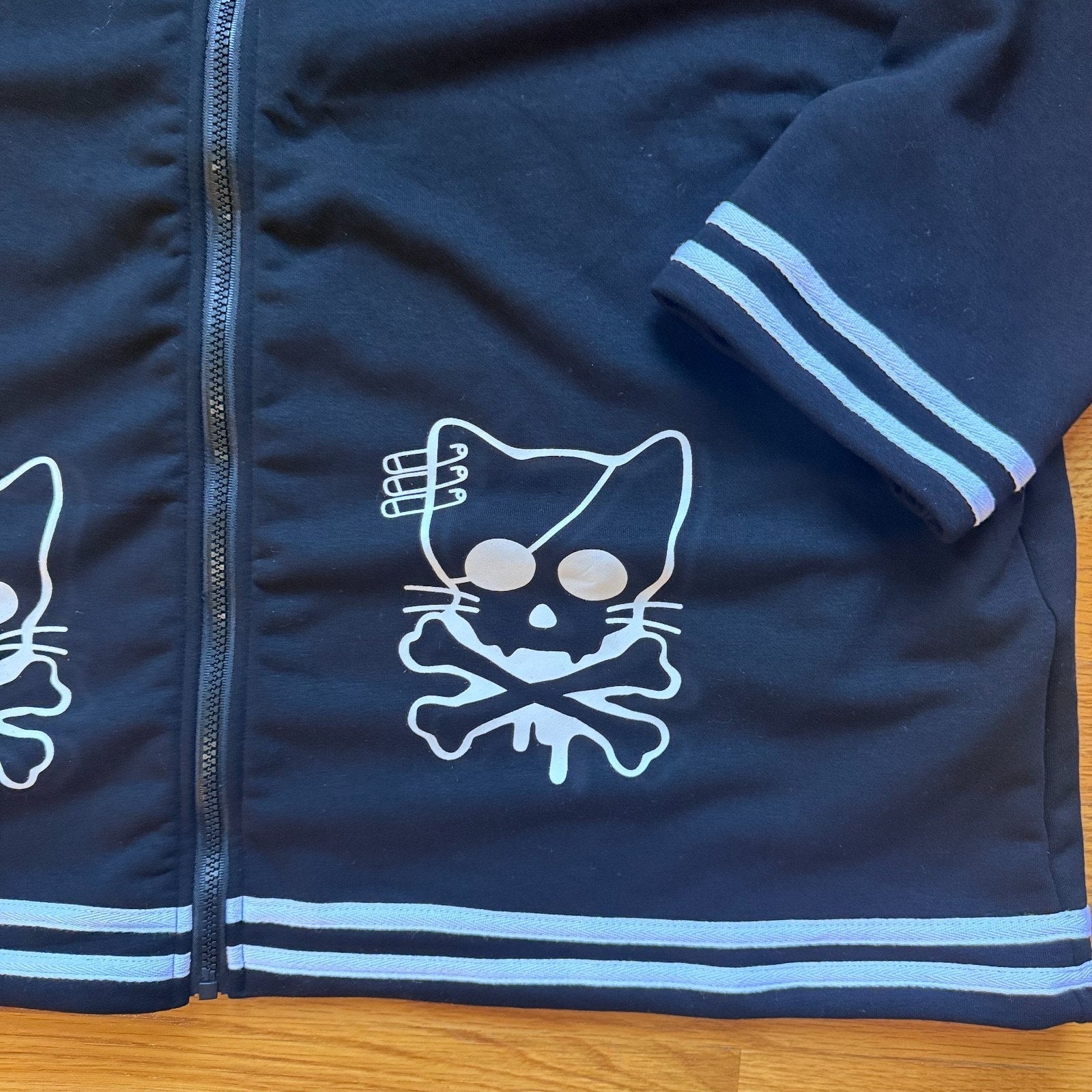 ACDC Rag Punk Goth Emo Black & White Kitty Cat Sailor Collar Jacket Plus Size