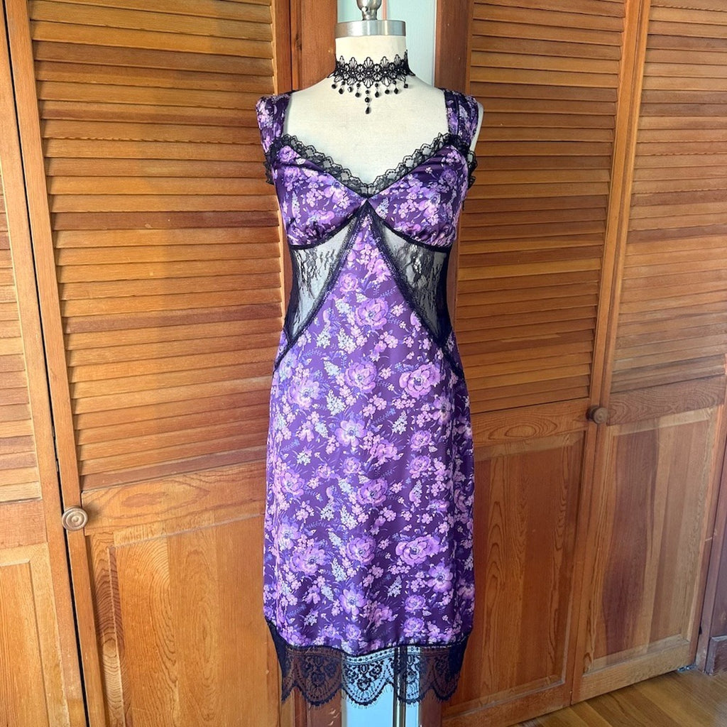 Pretty Damage Purple Haze Fairycore Wimsigoth Wild Flowers Black Lace Dress
