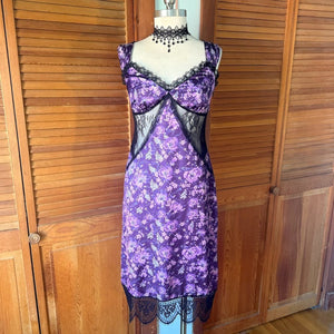 Pretty Damage Purple Haze Fairycore Wimsigoth Wild Flowers Black Lace Dress