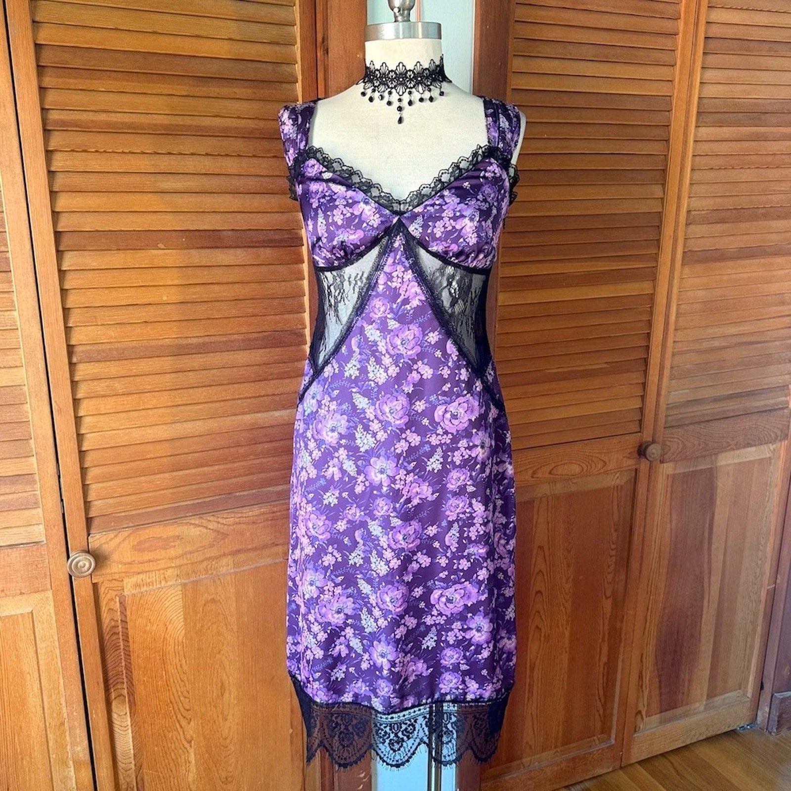 Pretty Damage Purple Haze Fairycore Wimsigoth Wild Flowers Black Lace Dress