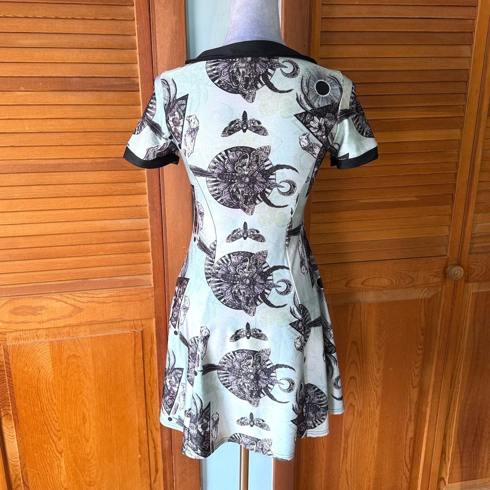 Spin Doctor Alchemy Goth Punk Witchcore Alt Green Deer & Moth Mini Dress XS