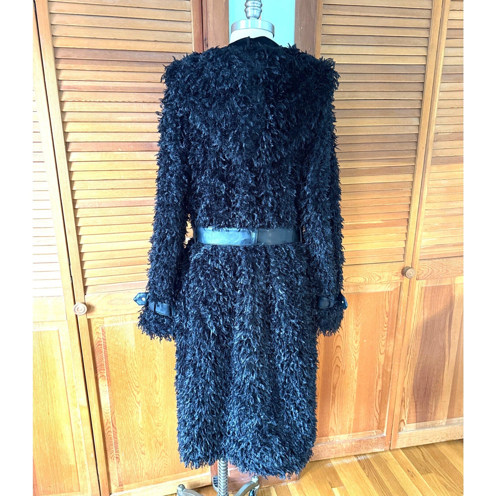 Killstar Goth Punk Black Faux Fur & Buckles Oversized Hooded Coat Jacket S-M