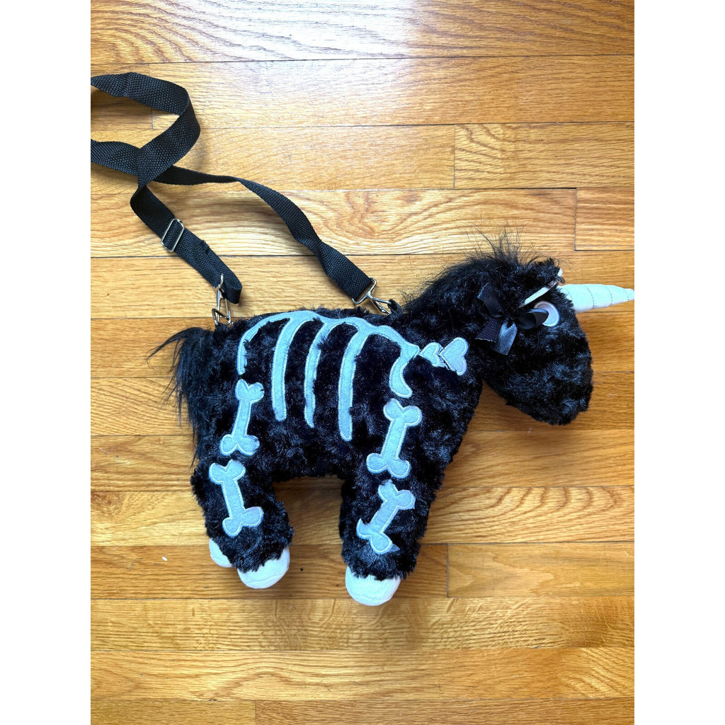Gothic Lolita EGL Punk Kawaii Black Skeleton Zombie Unicorn Plushie Bag